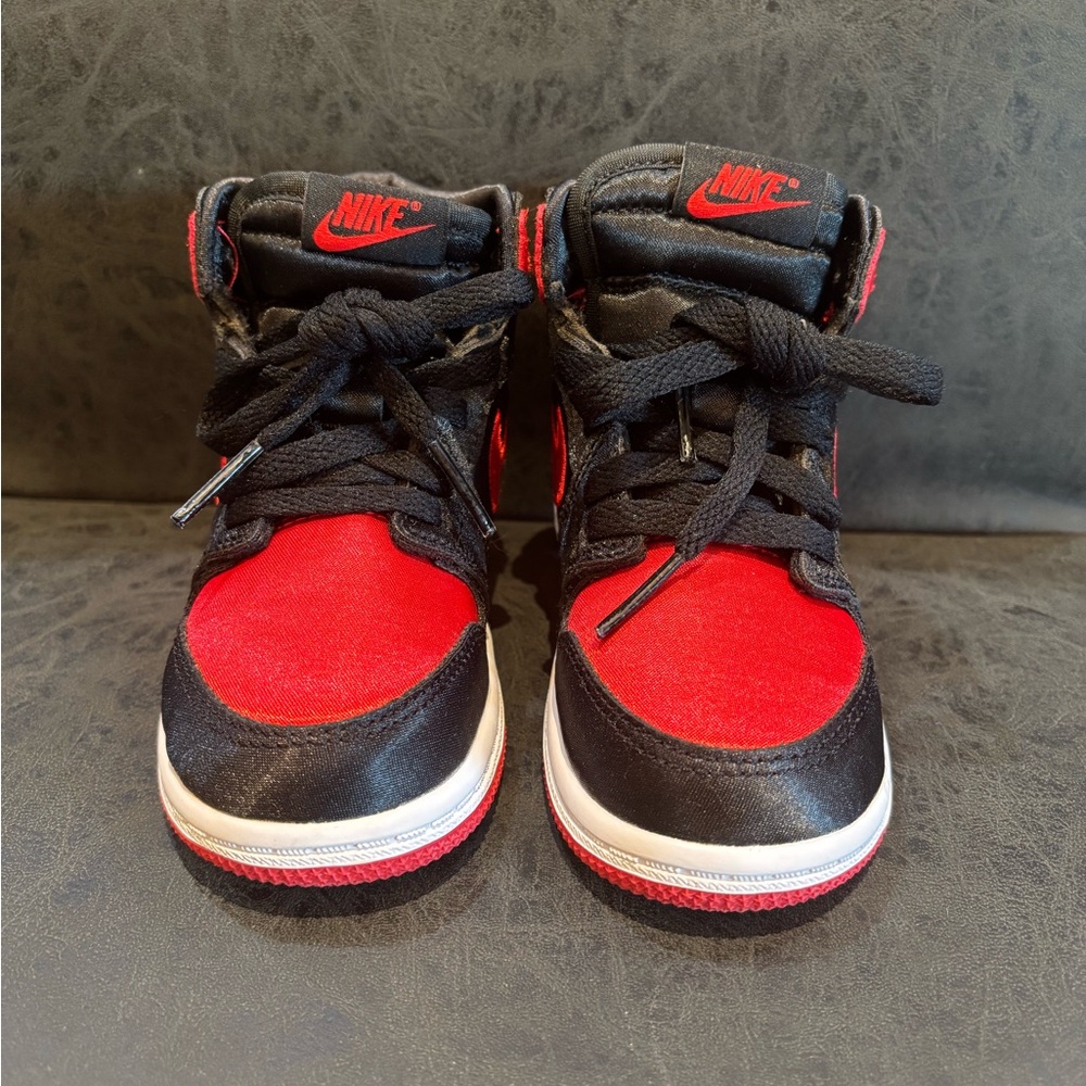 BRAND NEW Without tags.       Jordan 1 Nike Kids Red and Black Sneakers